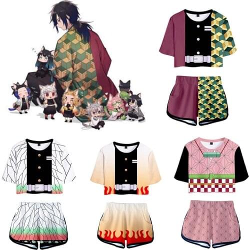 Demon Slayer T Shirt pants Kawaii Cartoon Blade of Ghost Graphic T-shirt Kimetsu No Yaiba Anime Demon Blade Cool Tshirt pants