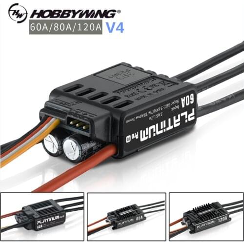 Hobbywing Platinum 60A V4 Platinum 80A V4 Platinum 120A V4 with BEC 5-8V@8A for 450-500L Class Helicopter/ Multirotors/ Airplane