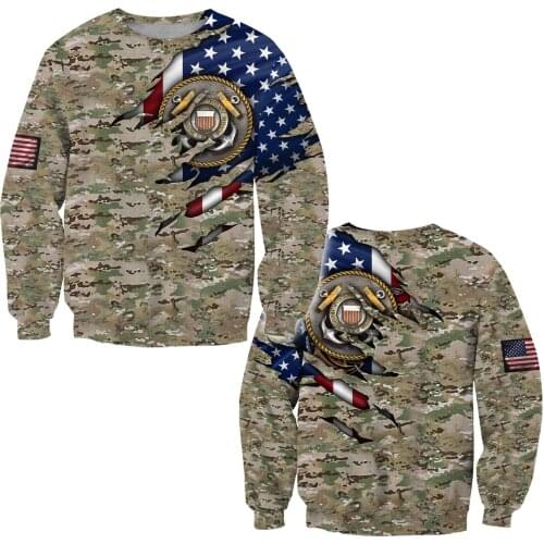 USA Flag Camo Coast Guard 3D All Print Plus Hoodie Man Women Harajuku Outwear Zipper Pullover Sweatshirt Casual Unisex Jacket