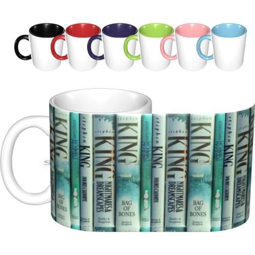 Sk Mint Ceramic Mugs Coffee Cups Milk Tea Mug Stephen King Horror Fiction Novel Novels Books Spines Mint Reading Creative