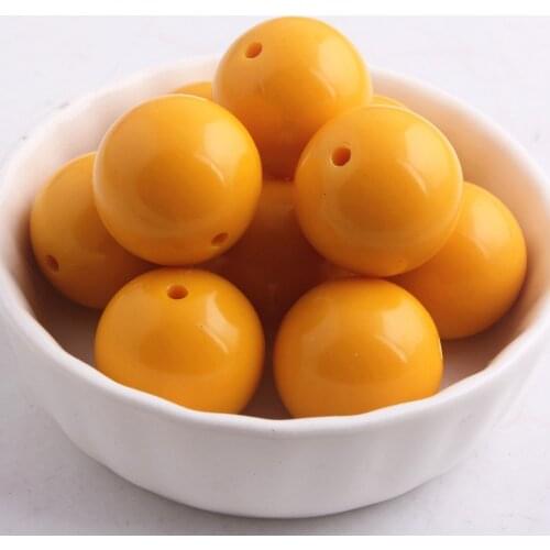 Kwoi vita Mustard Yellow Color Chunky 20MM 100pcs Acrylic Solid Bubble Gumball Beads for Kids Necklace Jewelry Making