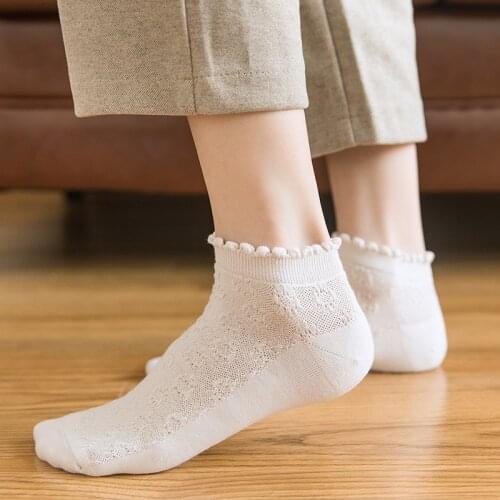 Summer Cotton Casual Breathable Women Socks Solid White Black Beige Short Socks Lolita Style Japanese Kawaii Cute Ankle Socks