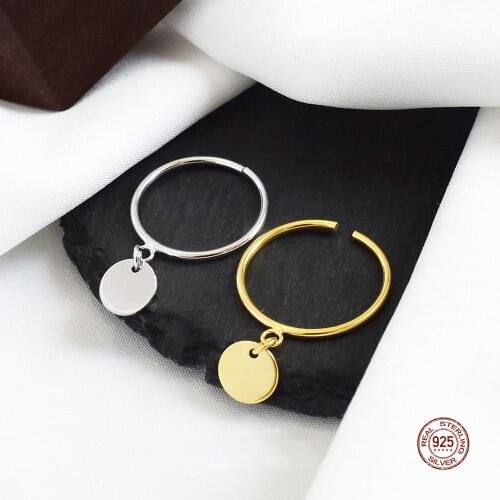 LKO Temperament Personality 925 Sterling Silver Ring Geometric Round Opening Adjustable Rings For Women Jewelry Ornaments