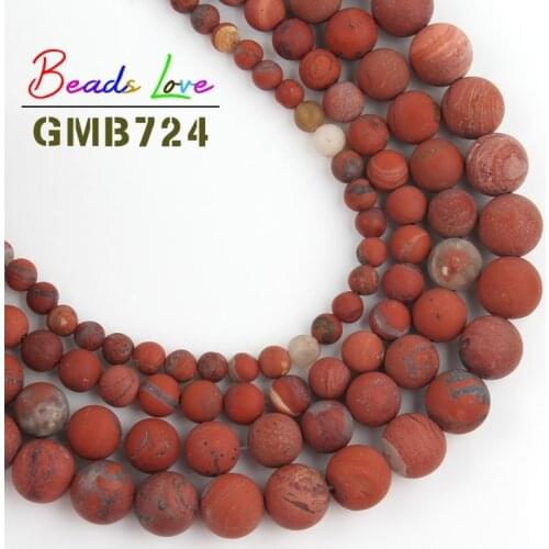 Natural Stone Dull Polish Matte Red Jaspers 4 6 8 10 12mm Round Beads for Jewelry Making Diy Bracelet Necklace Wholesale 15 Inch