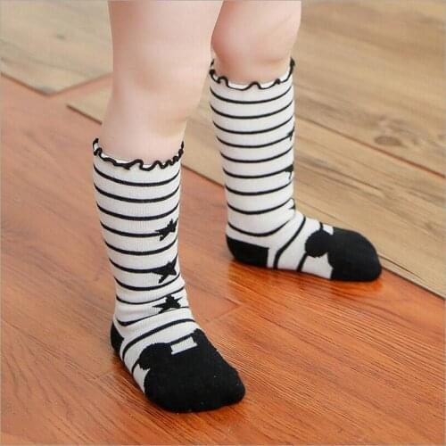 Cute Anti-Slip Cartoon Animals Kids Socks Cotton Baby Kid Knee High Socks Baby boy/Girls stripe Socks 0 to 3y