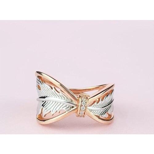 Yobest Creative gold and two-tone ring European and American fashion ladies color separation ring Fashion Jewelry