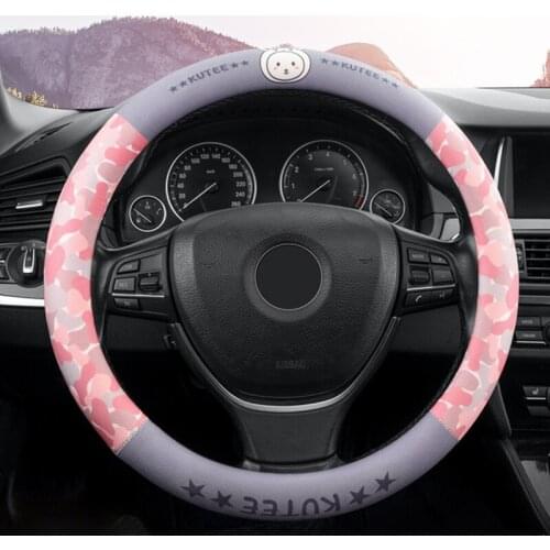 Cartoon Cute Car Steering Wheel Cover Ice Silk New Grips Cover 38 Cm Kawaii Car Accessories Pink Decoration for Women Girls