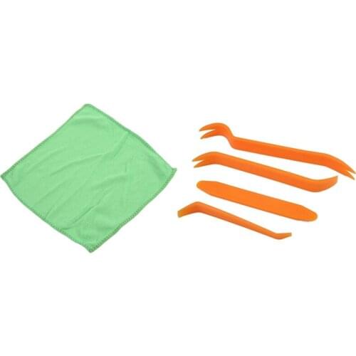 Auto Door Removal Pry Open Tools Kit Panel Clip Lights Radio Audio with 10Pcs Car Wash Towel Cleaning Duster Auto