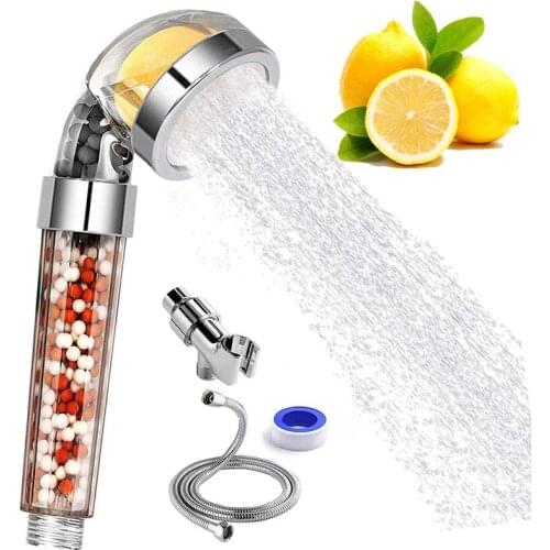 Handheld Shower Head Vitamin C Ionic High Pressure Rainfull Shower Filter With Hose Hard Water Softener Showhead Filters Set