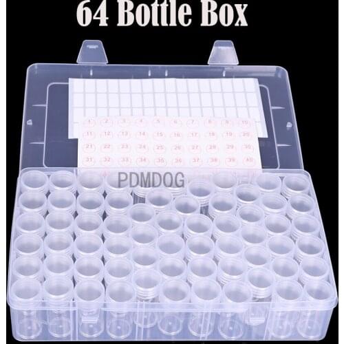 Plastic Diamond Painting Accessories 64 Bottles Box Container Storage Box Diamant Painting Holder Diamond Mosaic Embronience Box