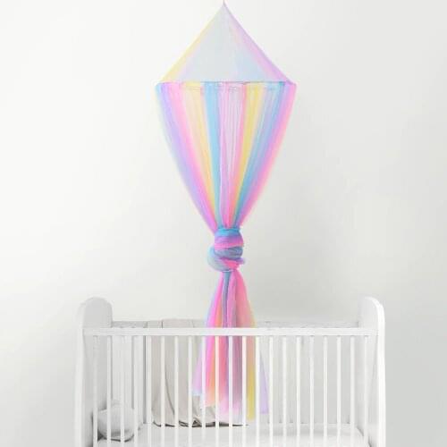 Rainbow Kids Baby Bedding Round Dome Bed Canopy Netting Bedcover Mosquito Net Curtain Play Tent with star For Children