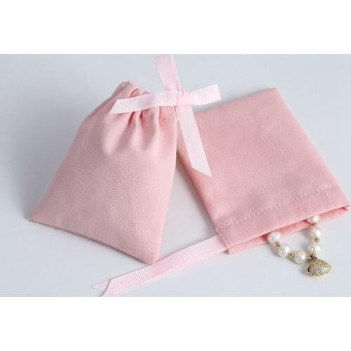 Pink Cotton Jewelry Bag Packaging Pouch Cotton Drawstring Bags Candy Wedding Party Makeup Gift Bags Wrapping Supplly Print Logo