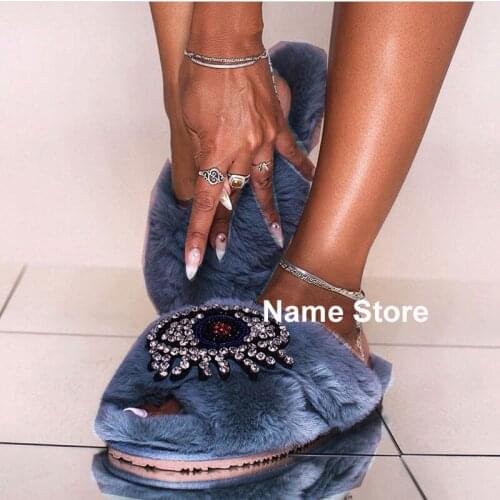 Autumn Handmade Plush Slippers Open Toe Comfortable Womens Shoes Outdoor Casual Fashion Sandals Plus Size