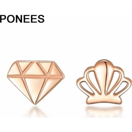 Ponees 100% 925 Silver Princess Crown And Crystal Design High Quality Stud Earrings For Women Girls Engagement Jewelry Gift