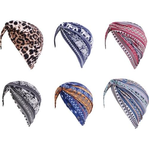 Soft Cotton Chemo Caps Muslim Print Head Scarf Cover Hat Bandana Turban Hat Headwrap for Hair Loss