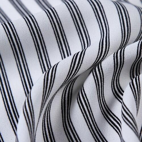New 75D random linen stripe printed chiffon fabric for shirt and pants garment fabric