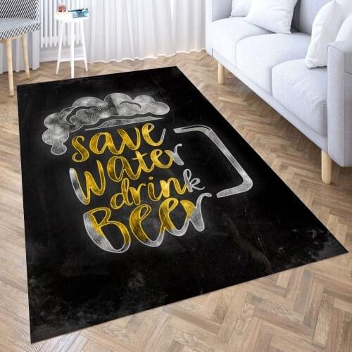 Save Water drink Beer Carpet for Living Room 3D Anime Cartoon Rug Gamer Teen Room Bedside Lounge Rug Kids Children Floor Mats