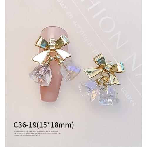 2 Pieces Nail Rhinestones of Nail Art Crystal Bell Jewelry Accessories Nail Art Wind Chimes Metal Nail Art Decorations