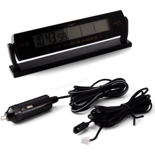 Three In One Multifunctional Vehicle Voltmeter On Board Thermometer Car LCD Digital Clock Car Accessories