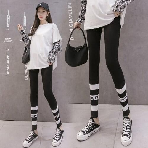83252# Maternity Pants Spring Autumn Striped Stretch Elastic Waist Belly Support Pants Maternity Leggings Maternity Trousers