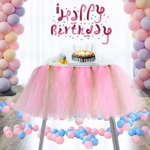 91.44x35cm Baby Shower Chair Tutu Tulle Table Skirts Kids Birthday Table Skirts Party Decoration Table Skirting Chair Supplies