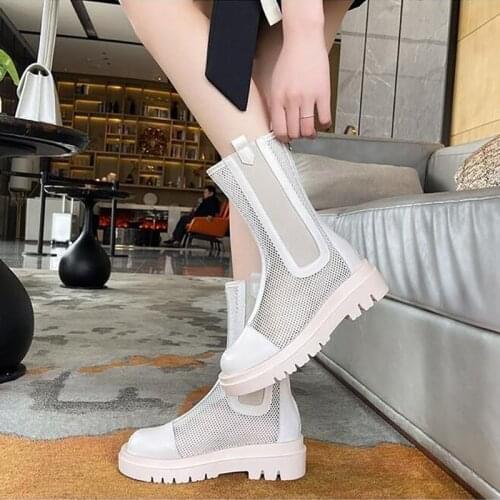 Net Yarn Martin Boots Womens Summer Thin Section 2021 New Spring And Autumn Boots Wild Net Boots Hollow Sandals Chelsea Boots