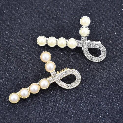 Korean Style Geometric Crystal Pearl Hair Clips Elegant Women Barrettes Hairpins Hairgrips Headwear Wedding Hair Accessories