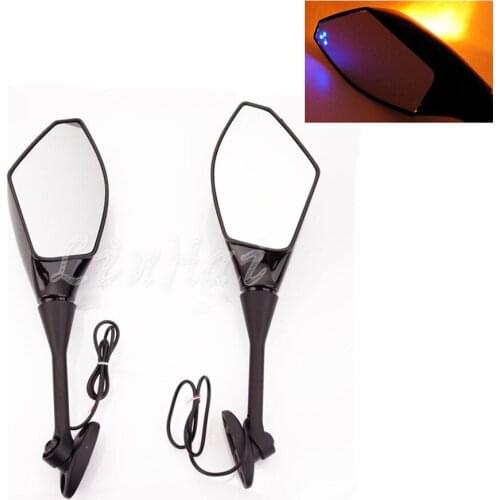 ZORBYZ Motorcycle Black Rear View Side Mirrors With LED Turn Signal Light For Honda CBR1000 CBR500R