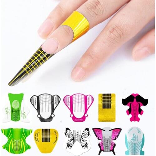 100Pcs/Lot Nail Art Tools Nail Extension UV Gel Tips Extension Builder Nail Form Guide For Nail Extension Stencil Manicure Tools