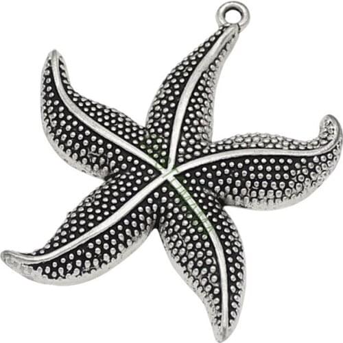 15pcs-Antique Tibetan Silver Large Starfish Charms Pendant, DIY For Bracelet Necklace 49x43mm
