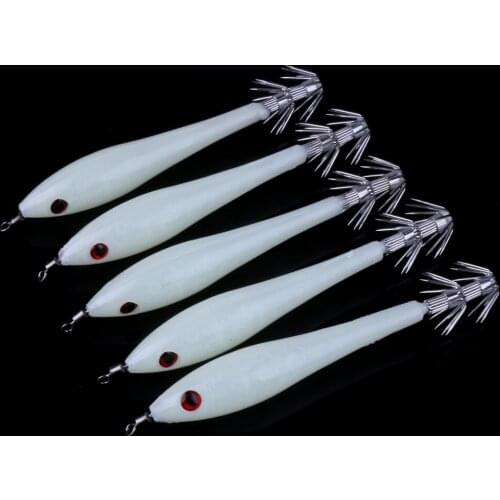 20PCS 9.5cm 6g Hard Plastic Luminous Shrimp Fishing Lures Squid jig Baits Noctilucent Night lures Pesca Fishing Tackles