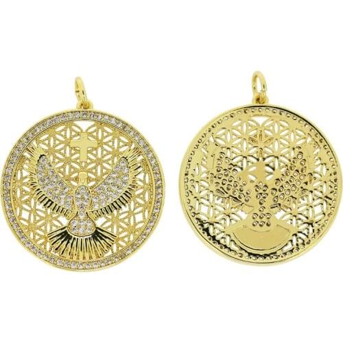 2021 Fine Micro Inlaid Zircon Round Eagle Cross Star Religious DIY Jewelry Bracelet Necklace Pendant Accessories For Women