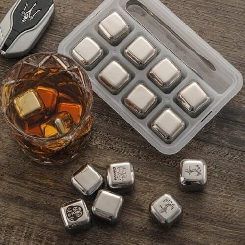 304 Stainless Steel Ice Cubes Reusable Food Grade Stainless Steel Wine Cooling Cube Chilling Rock Party Bar Tool