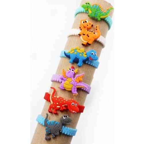6pcs Dinosaur Bracelet Wristband Rubber Bangle For Dinosaur Birthday Party Decorations Kids Gifts Supplies