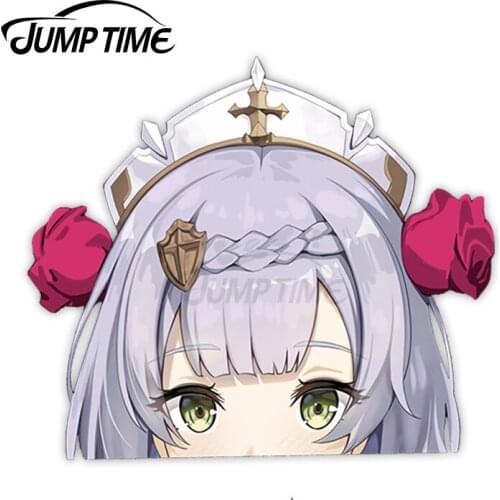 JumpTime 13 x 8.9cm NOELLE Genshin Impact Anime Peeker Car Stickers Custom Printing Waterproof Decals Scratch-proof Decoration
