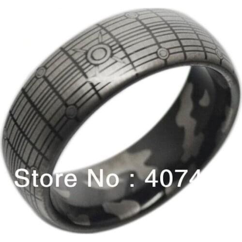 Free Shipping USA Hot Selling E&C JEWELRY Unique 8MM New Black Tungsten Ring Surface and Inside Engraved Mens Ring Size 6 to 13