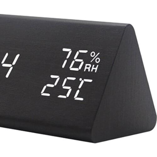 Large Wooden Digital Alarm Clock Portable Snooze TimeAdjustable Brightness Bedroom Bedside Home Office Clocks
