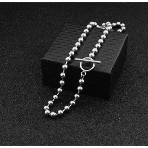 Fashion wild simple bead chain OT buckle necklace men and women wild short necklace hot sale