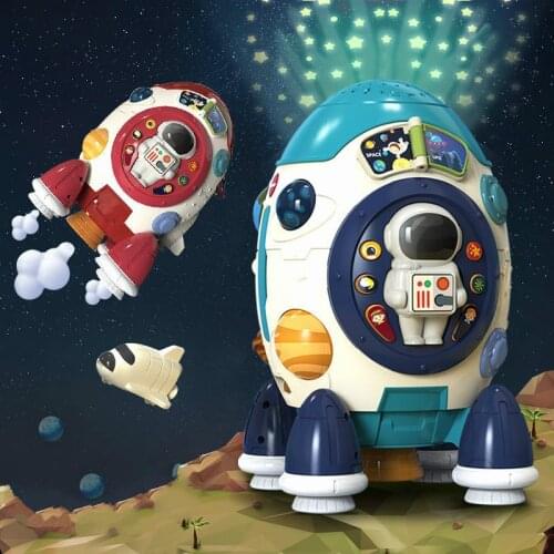 Baby Music Hand Drum Beat Drum Polyhedron Aviation Rocket Light Projection Early Education Machine Educational Baby Toy