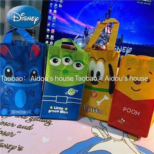 Disney Stitch Pooh Bear Three Eye Water Bottle Bag Water Cup Bag Milk Bottle Milk Tea Bag Tote Bag