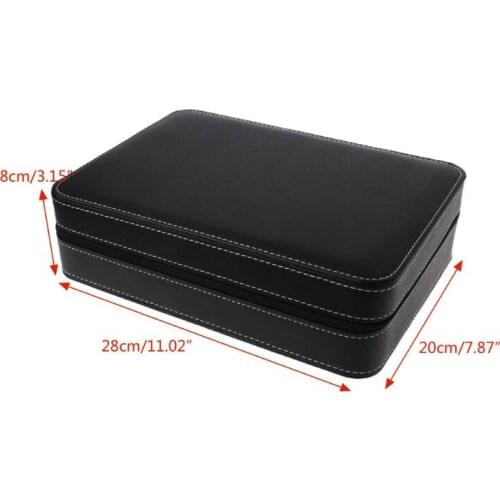 N7MF 10 Slots Watch Zipper Travel Box Leather Display Case Organizer Jewelry Storage