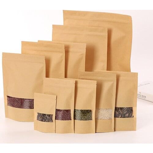 Ferimo 100pcs Open window kraft paper food storage bags environmental protection self sealed package