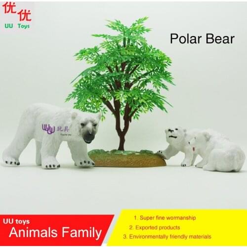 Hot toys: Polar Bear family pack Simulation model Animals kids toys children educational props Action Figures Collections