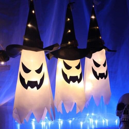 Halloween Wizard Hat LED Lamp Hanging Grow Witch Hat Party Ornament Ghost Festival Horror Atmosphere Room Decorative Night Lamps
