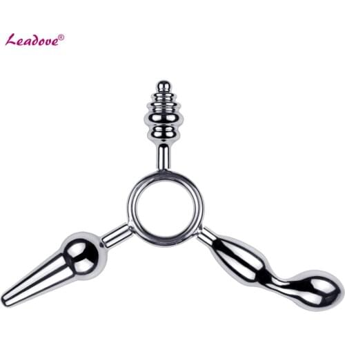 Intimate Gun Metal Anal Plug Ring Connect 3 Butt Plug New Plug Anal Adult Toy Couple Anus Dilator Toy Prostate Massager RYSM-081