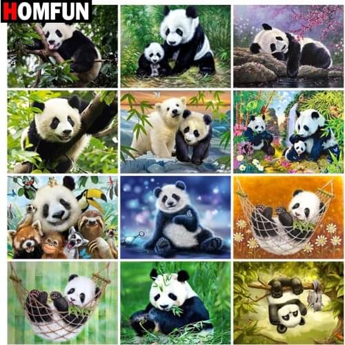 HOMFUN Rhinestone Painting Crystal Decor Diy Diamond Painting "Panda animal bear" 3D Cross Stitch Pattern Diamond Embroidery