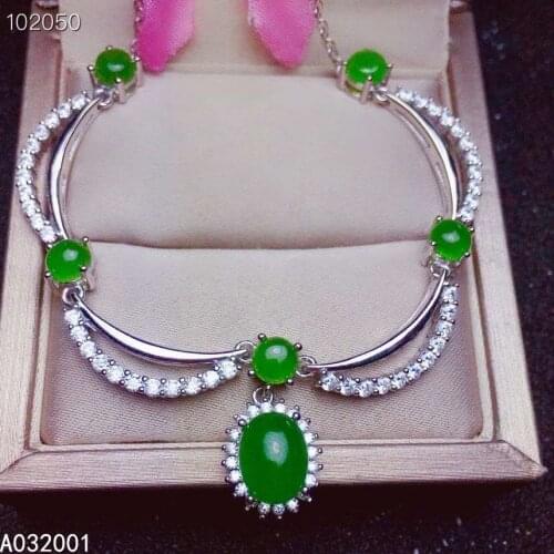 KJJEAXCMY fine jewelry natural Jasper 925 sterling silver women gemstone pendant necklace chain support test beautiful