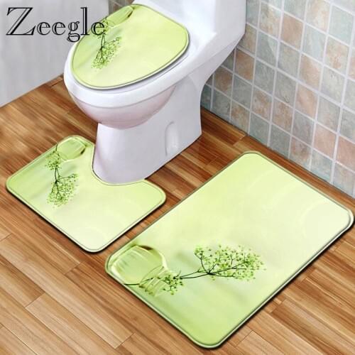 Bath Mat Bathroom Mat Set Toilet Carpet Rug Non-slip Bathroom Shower Room Carpet Absorbent Toilet Pedestal Rug Toilet Floor Mat