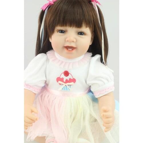 55cm 22 Inch Solid Silicone Reborn Babies Lifelike Lovely Girl Dolls Fashion Boneca Reborn Kids Toys Christmas for Children