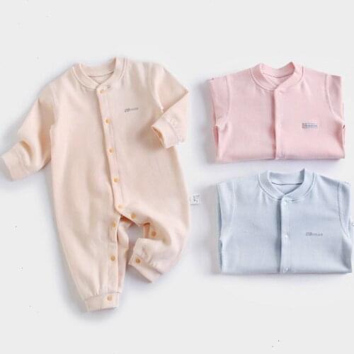 Summer Unisex Newborn Baby Clothes Solid Color Baby Rompers 100% Cotton Long Sleeve Toddler Romper Infant Clothing 3-24 Months